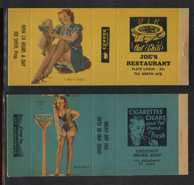 1950's Chicago Press Elvgren Girls Cig-A-Packs Salesman's Samples Cig. Pack Ad Sleeves Lot of (3) Different