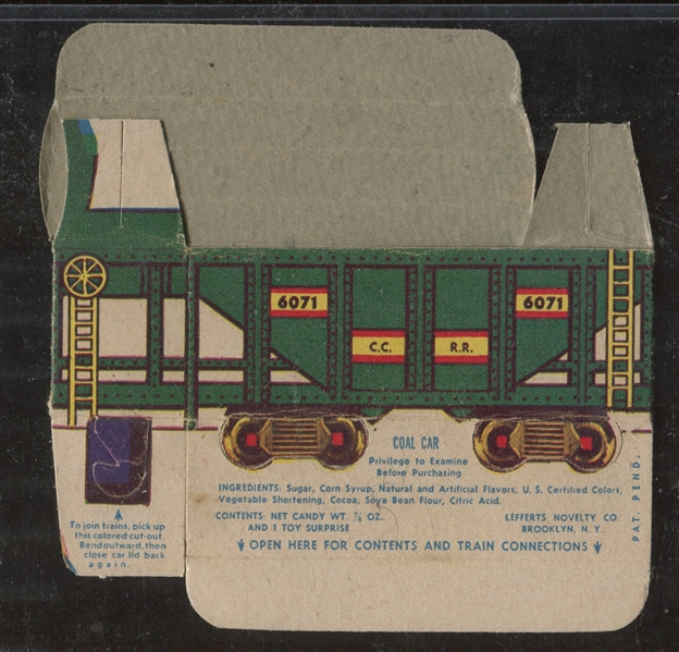 R-UNC Lefferts Novelty Train Coal Car Complete Candy Box