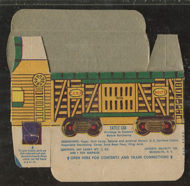 R-UNC Lefferts Novelty Train Cattle Car Complete Candy Box