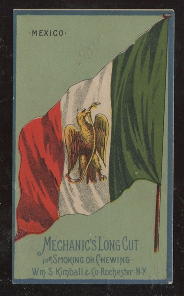 N195 Kimball Mechanic's Long Cut National Flags Mexico Type Card