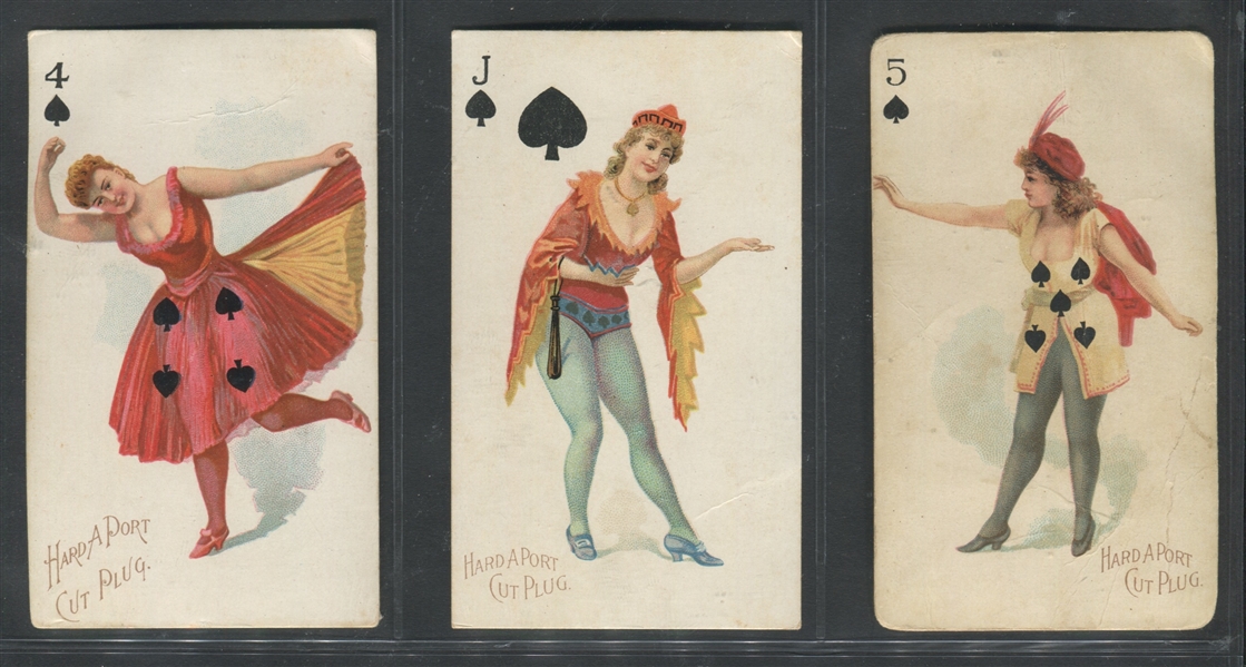 N458-3C Hard-A-Port Playing Cards (No Overprint) Lot of (3) Cards