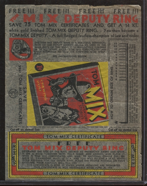 R151 National Chicle Tom Mix Booklets Wrapper