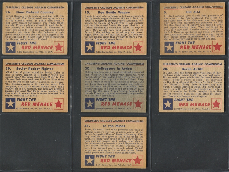 1951 Bowman “Red Menace” Lot of (7) Cards