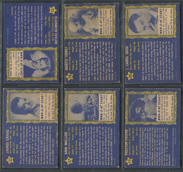 1953 Topps “Who-Z-At Star?” Lot of (10) Cards