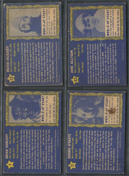 1953 Topps “Who-Z-At Star?” Lot of (10) Cards