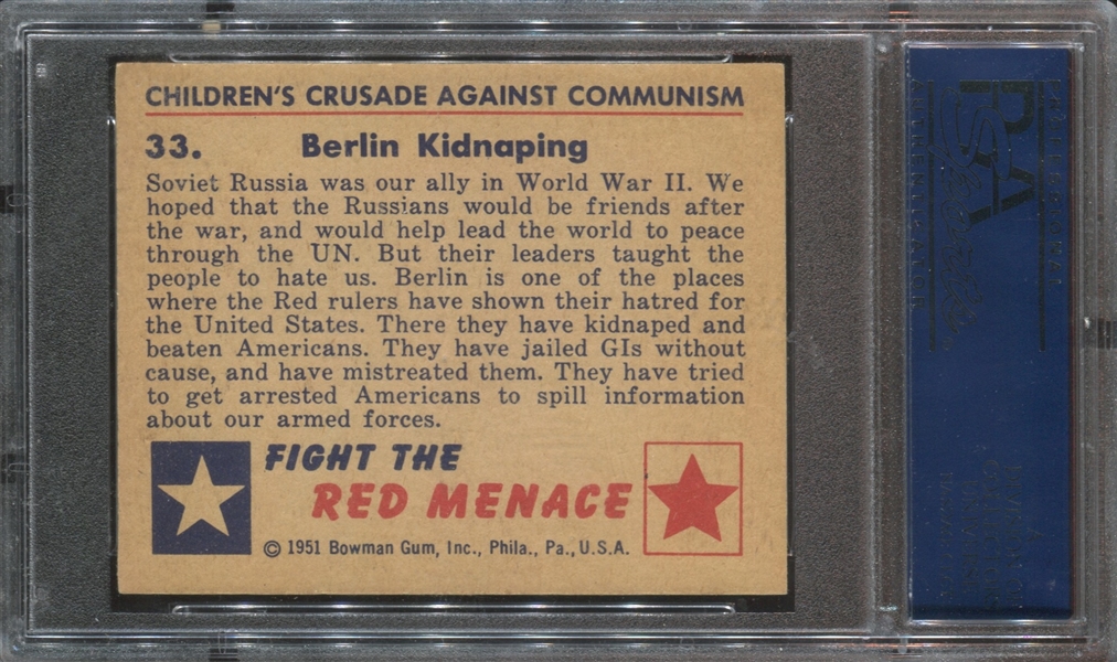 1951 Bowman Red Menace #33 Berlin Kidnapping PSA6 EX-MT