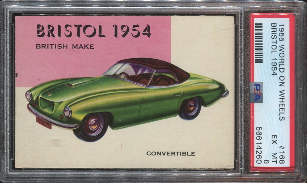 1955 Topps “World on Wheels” #168 Bristol 1954 PSA-6 (EX-MT)(redback high number)
