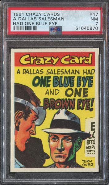 1961 Topps “Crazy Cards” #17 A Dallas Salesman PSA7 NM