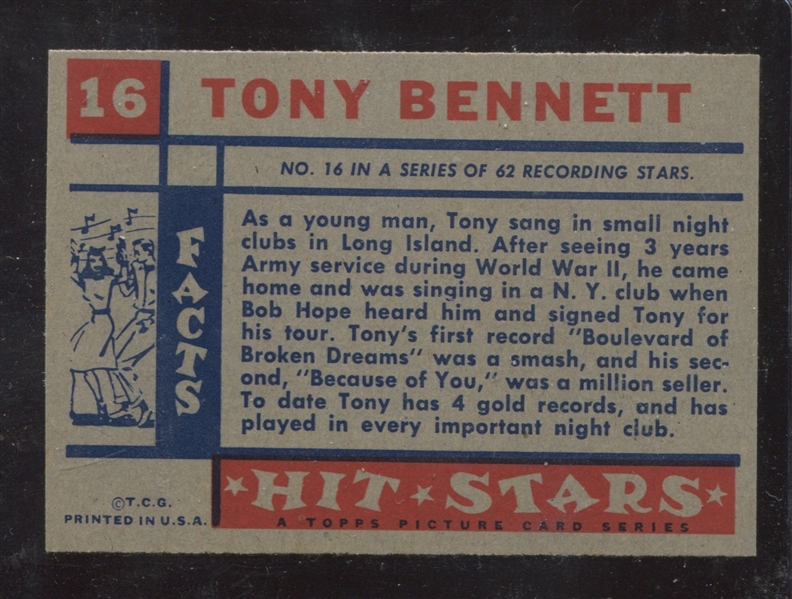 1957 Topps “Hit Stars” #16 Tony Bennett (NM)