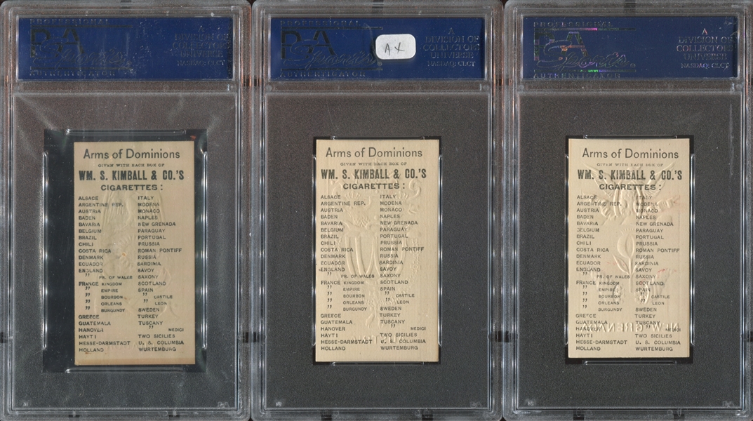 N181 Kimball Arms of Dominions Lot of (3) PSA4 VG-EX Cards