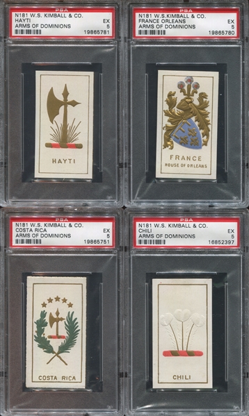 N181 Kimball Arms of Dominions Lot of (8) PSA5 VEX Cards
