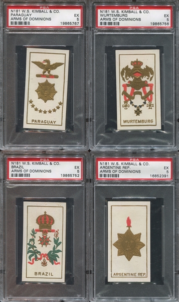 N181 Kimball Arms of Dominions Lot of (8) PSA5 VEX Cards