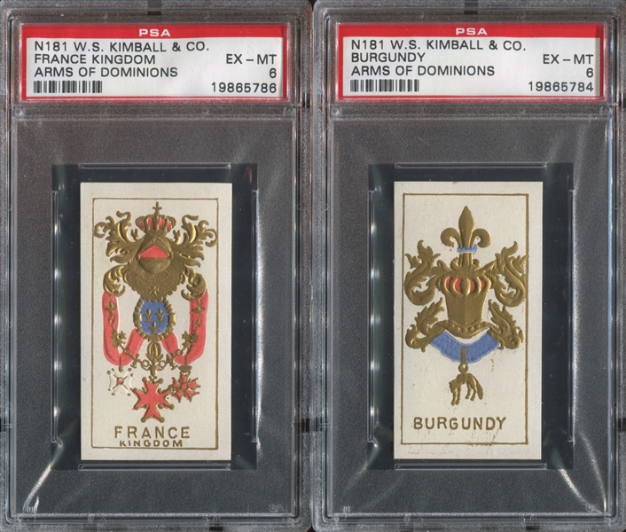 N181 Kimball Arms of Dominions Lot of (7) PSA6 EX-MT Cards