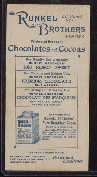 Great Pair of Runkel Brother's Cocoa Trade Cards