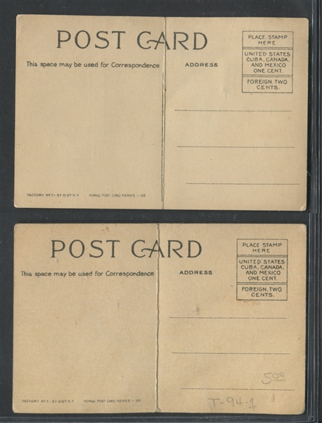 T94 Murad Post Card Series Lot of (3) Cards