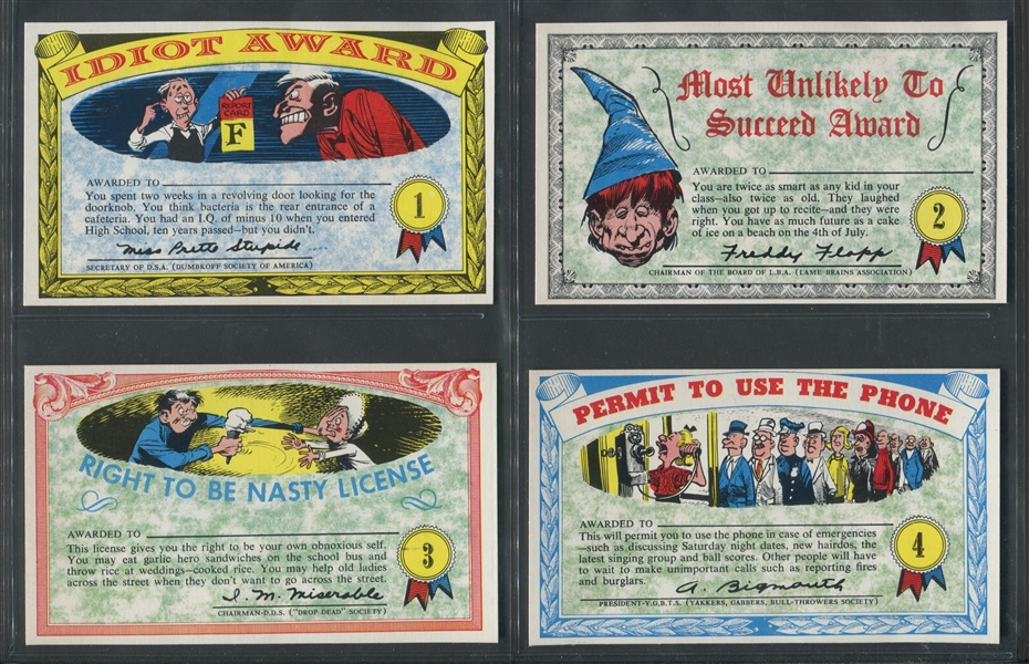 1964 Topps Nutty Awards Oversized High-Grade Complete Set of (32) Cards
