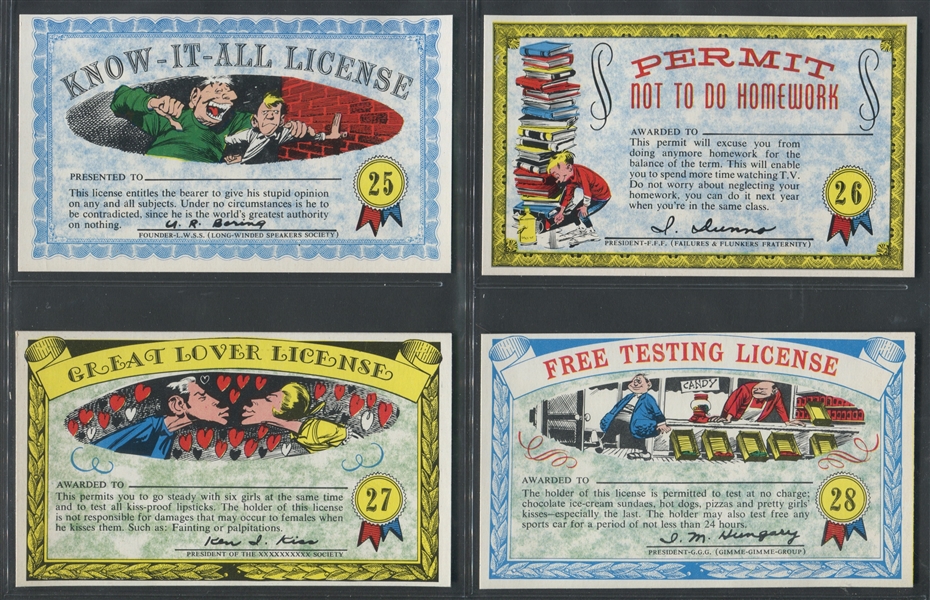 1964 Topps Nutty Awards Oversized High-Grade Complete Set of (32) Cards