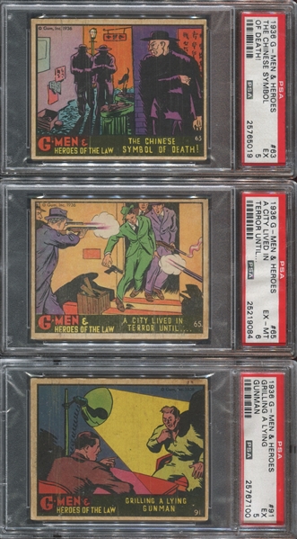 R60 Gum Inc G-Men and Heroes of the Law Lot of (6) PSA5 EX Graded Cards