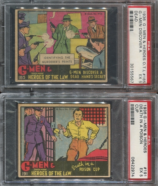 R60 Gum Inc G-Men and Heroes of the Law Lot of (7) PSA5 EX Graded Cards