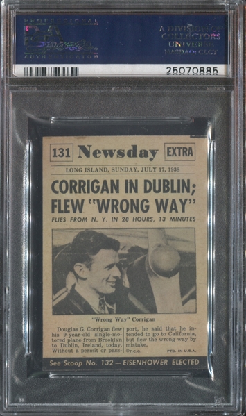 1954 Topps Scoop #131 Corrigan Flies Wrong Way PSA6 EX-MT