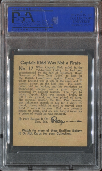 R21 Wolverine Gum Believe it or Not #17 Capt. Kidd Was Not a Pirate PSA7 NM