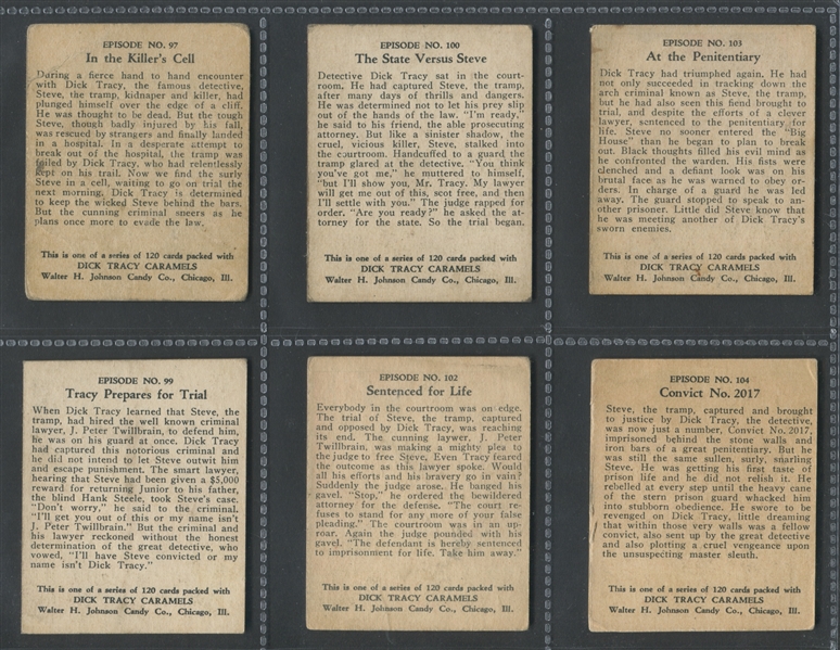 R41 Walter Johnson Candy Dick Tracy Lot of (17) Cards