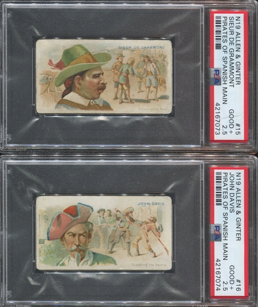 N19 Allen & Ginter Pirates of the Spanish Main Lot of (4) PSA-Graded Cards