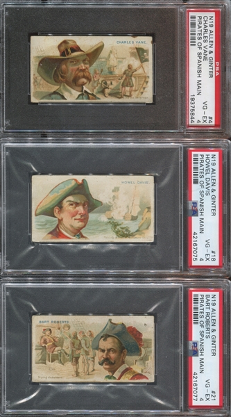 N19 Allen & Ginter Pirates of the Spanish Main Lot of (5) PSA4 VG-EX Graded Cards