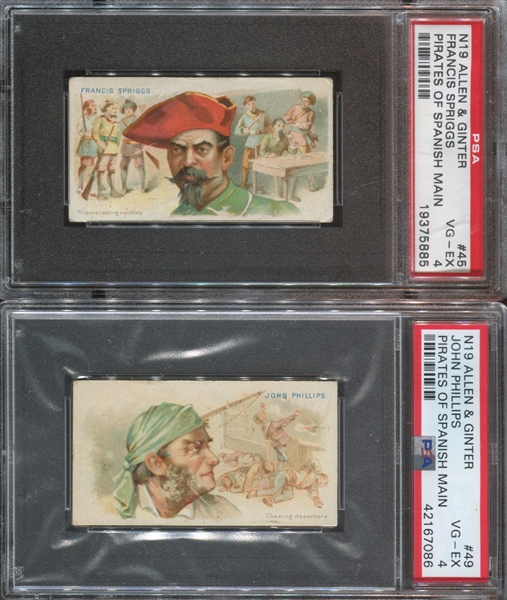 N19 Allen & Ginter Pirates of the Spanish Main Lot of (4) PSA4 VG-EX Graded Cards
