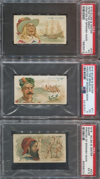 N19 Allen & Ginter Pirates of the Spanish Main Lot of (5) PSA5 EX Graded Cards