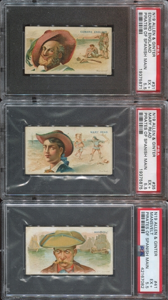 N19 Allen & Ginter Pirates of the Spanish Main Lot of (3) PSA5.5 EX+ Graded Cards