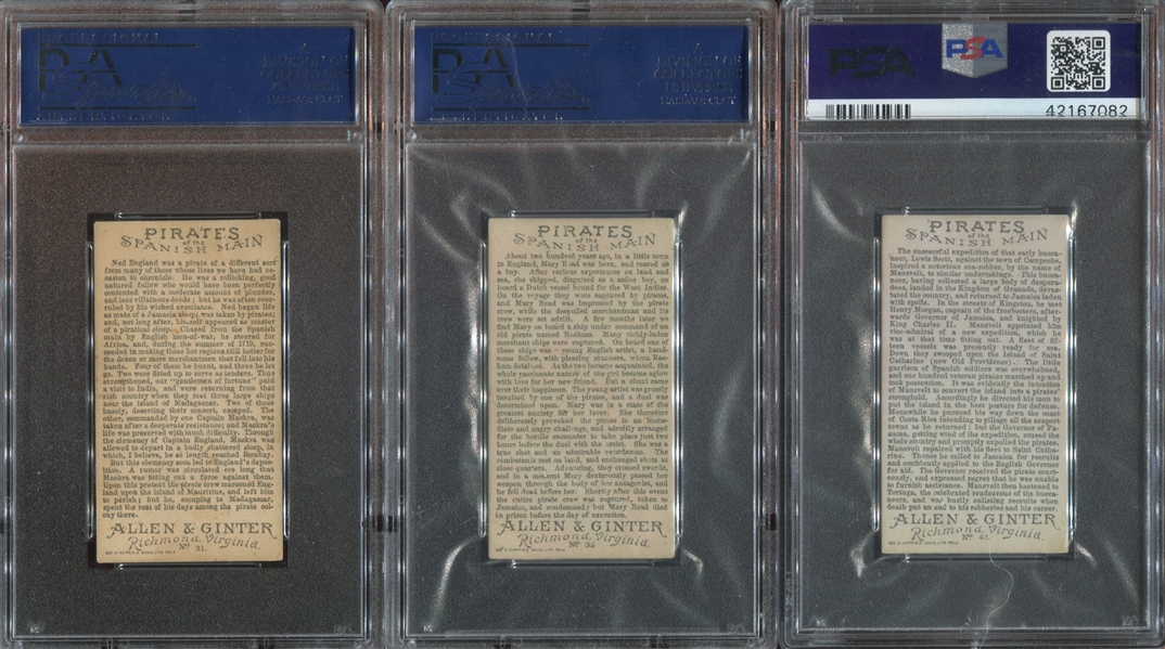 N19 Allen & Ginter Pirates of the Spanish Main Lot of (3) PSA5.5 EX+ Graded Cards