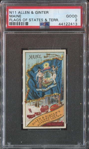 N11 Allen & Ginter Flags of States & Territories Maine PSA2 Good