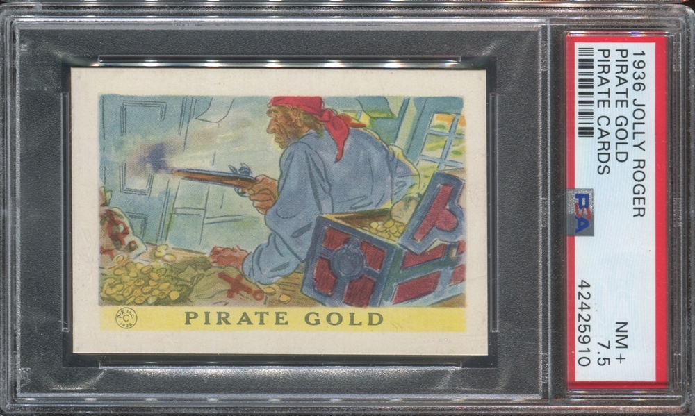 F375 Pac-Kups Jolly Roger Pirate Cards Pirate Gold PSA7.5 NM+