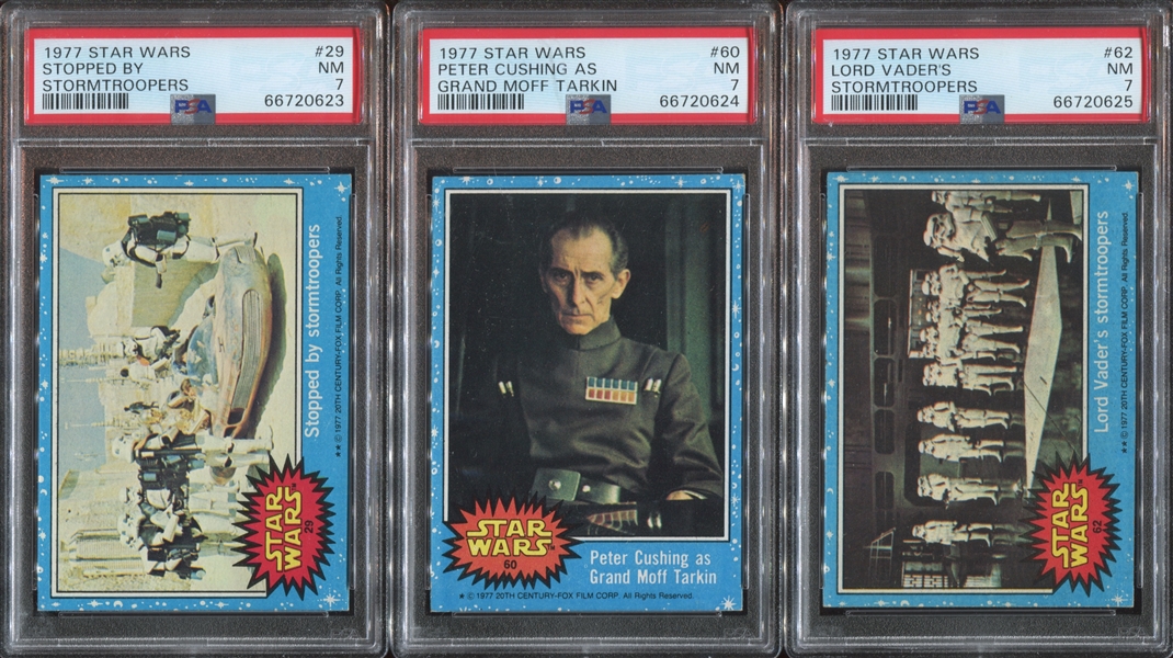 1977 Topps Star Wars Series 1 Lot of (3) PSA7 NM Graded Cards