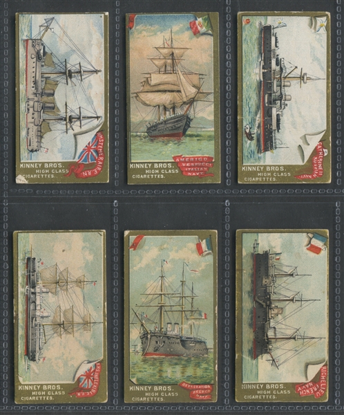 N226 Kinney Bros. Naval Vessels of the World Lot of (6) Cards