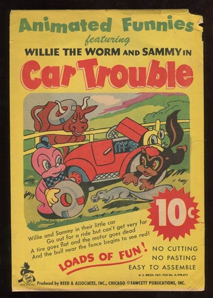 1940's Fawcett Willie and Sammy in Car Touble Die Cut with Envelope