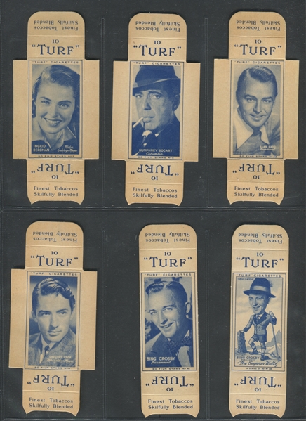 1947-1949 Carreras Turf Cigarettes Film Star Cards/Box Panels Lot of (18)