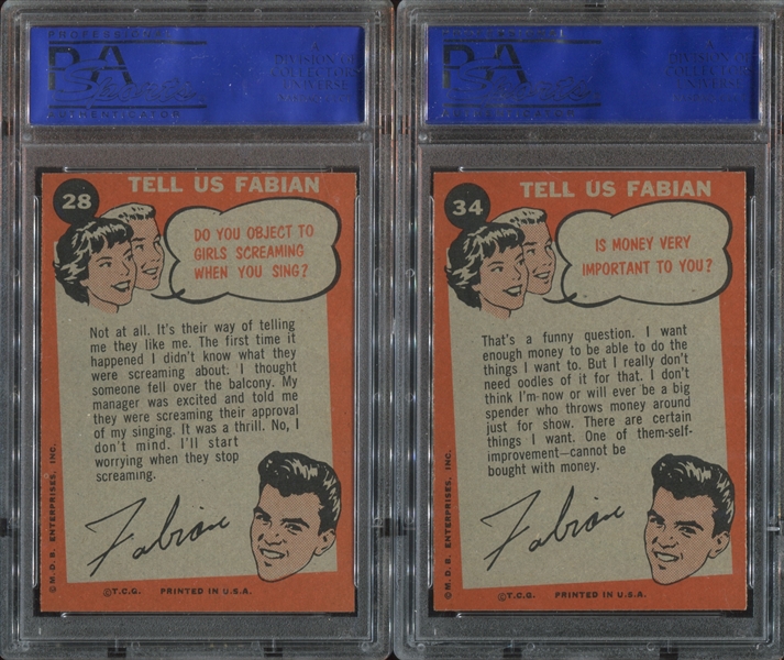 1959 Topps Fabian PSA7 NM Lot of (4) Different Cards