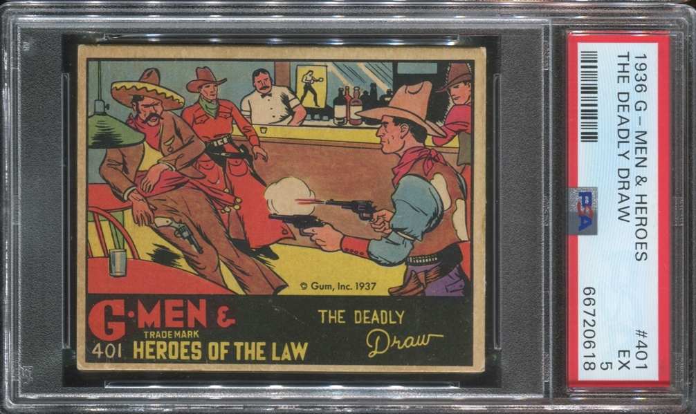 R60 Gum Inc G-Men and Heroes of the Law #401 The Deadly Draw PSA5 EX
