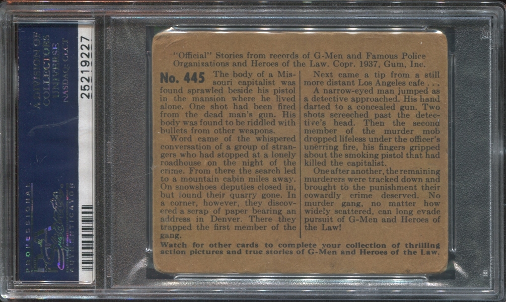 R60 Gum Inc G-Men and Heroes of the Law #445 The Whispered Clue PSA2.5 Good+