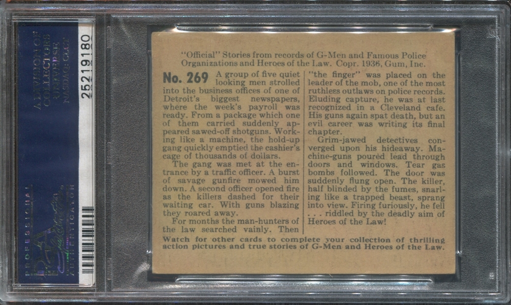 R60 Gum Inc G-Men and Heroes of the Law #269 Red Trail's Blazing End PSA5 EX