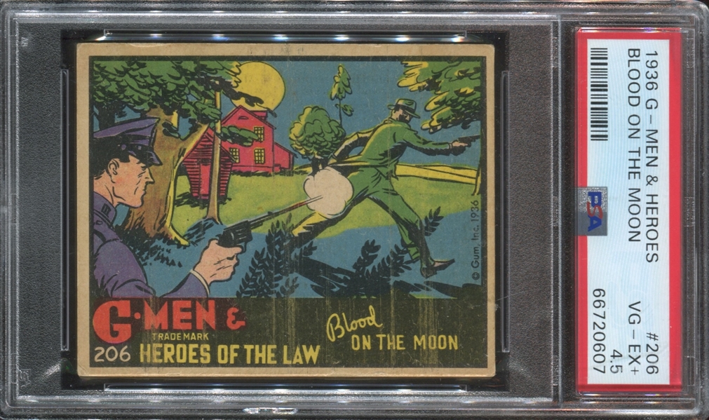 R60 Gum Inc G-Men and Heroes of the Law #206 Blood on the Moon PSA4.5 VG-EX+