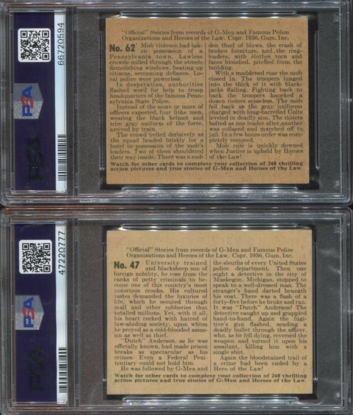 R60 Gum Inc G-Men and Heroes of the Law Lot of (4) PSA5 EX Graded Cards