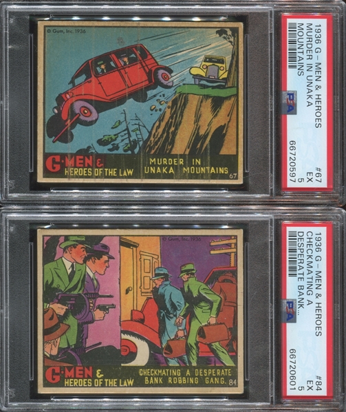 R60 Gum Inc G-Men and Heroes of the Law Lot of (4) PSA5 EX Graded Cards