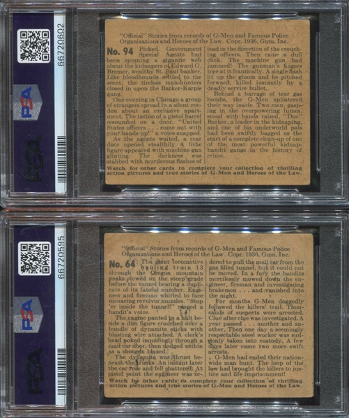 R60 Gum Inc G-Men and Heroes of the Law Lot of (5) PSA-Graded Cards