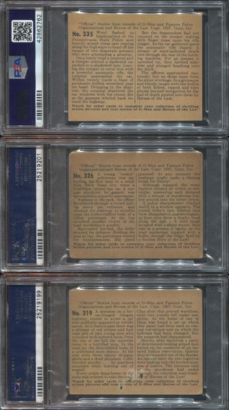 R60 Gum Inc G-Men and Heroes of the Law Lot of (3) PSA-Graded 300 Series Cards