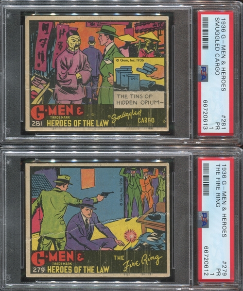 R60 Gum Inc G-Men and Heroes of the Law Lot of (2) PSA-Graded 200 Series Cards