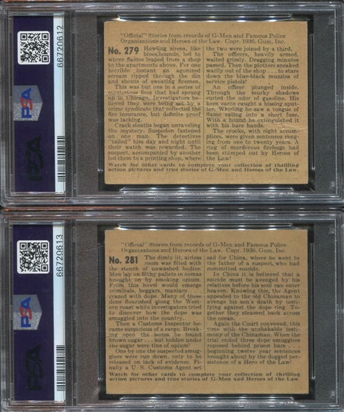 R60 Gum Inc G-Men and Heroes of the Law Lot of (2) PSA-Graded 200 Series Cards