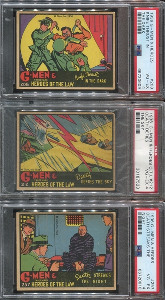 R60 Gum Inc G-Men and Heroes of the Law Lot of (3) PSA4 VG-EX 200 Series Cards